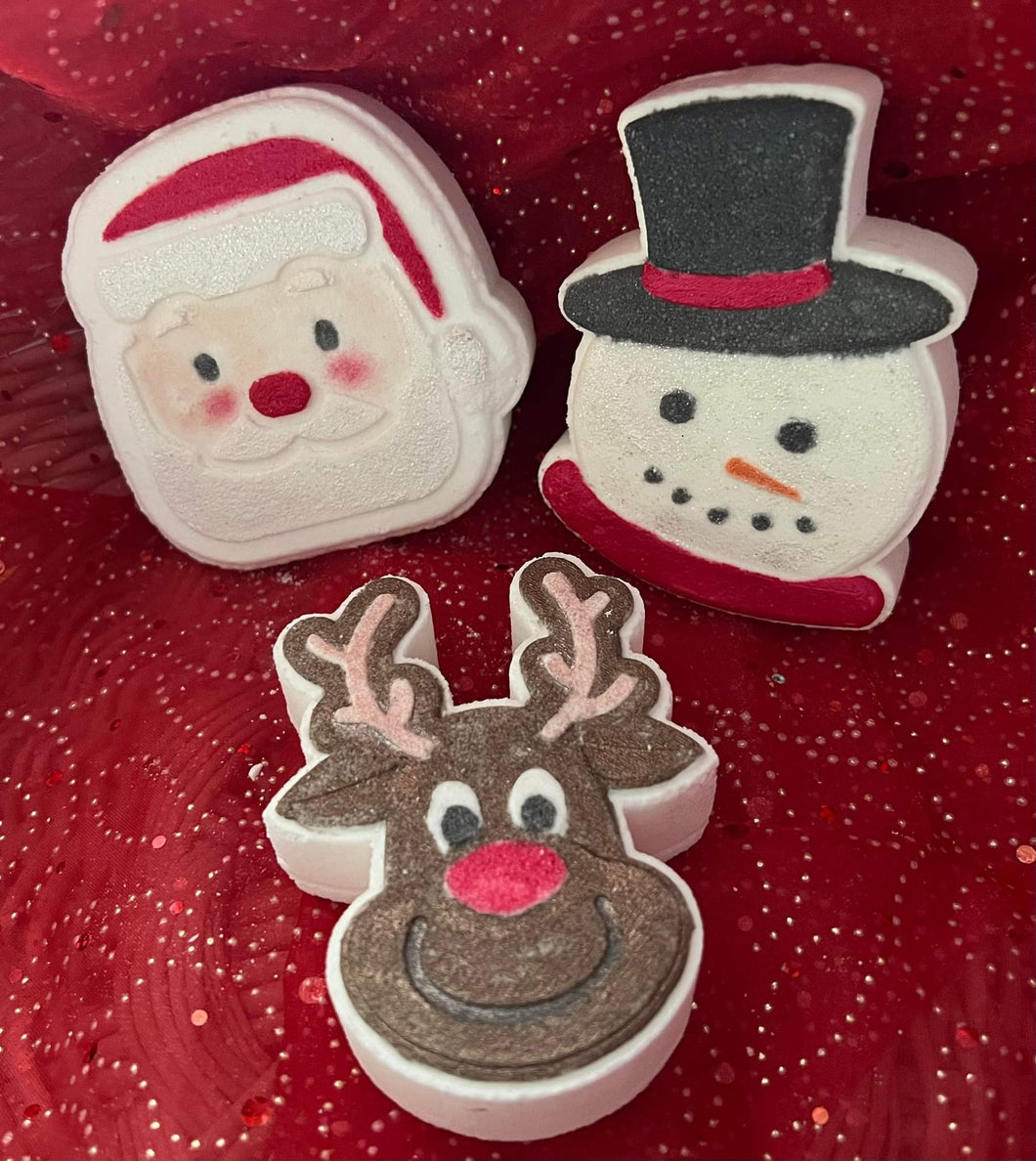 Bath Bombs- Santa, Snowman, Reindeer